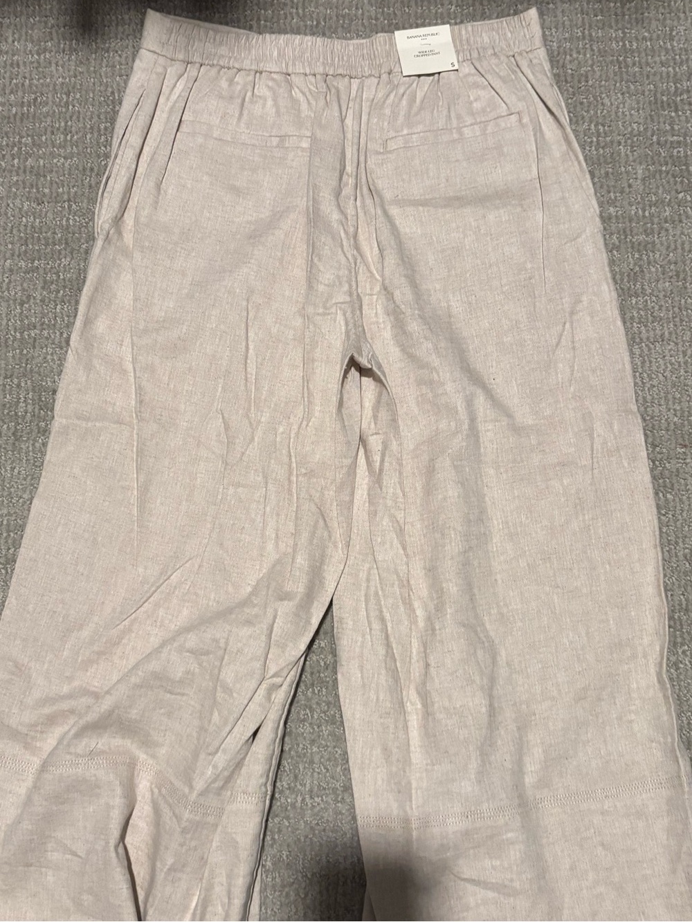 Banana Republic Beige Wide-Leg Linen-Blend Pants NWT - Picture 3 of 4